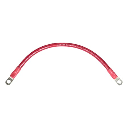 Remington Industries Marine Battery Cable, 4 AWG Gauge, Tinned Copper w/ Red PVC, 12" Length, 5/16" Lugs 4-5MBCRED12